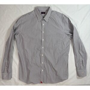 UNTUCKit Men's Shirt 2XL Short Sleeve White Gray Blue Plaid 100% Cotton Regular